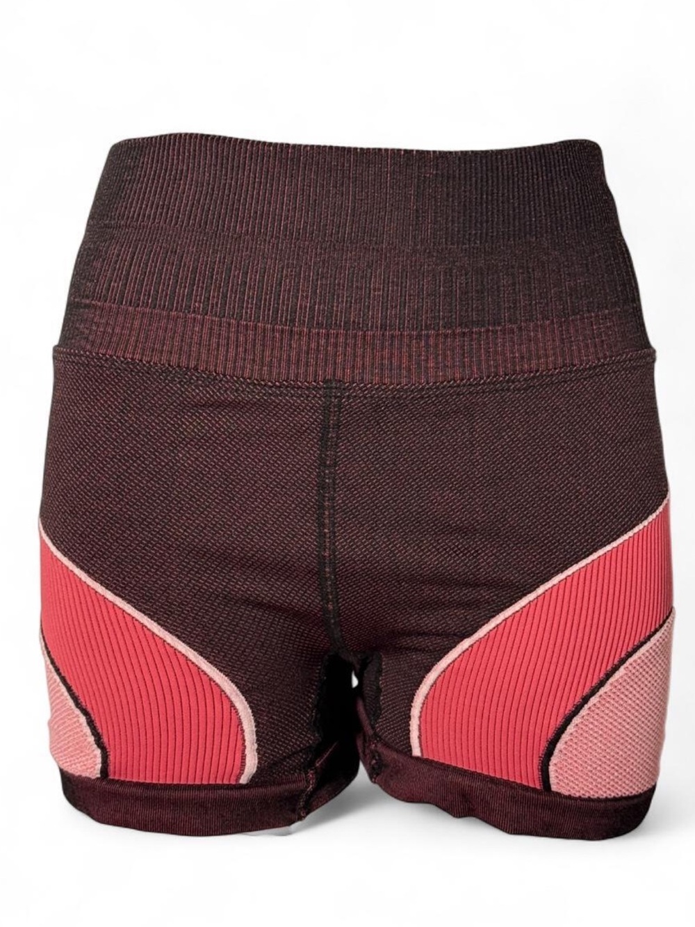 FP Movement by Free People Maroon with Pink Panel High-Waist Bike Shorts